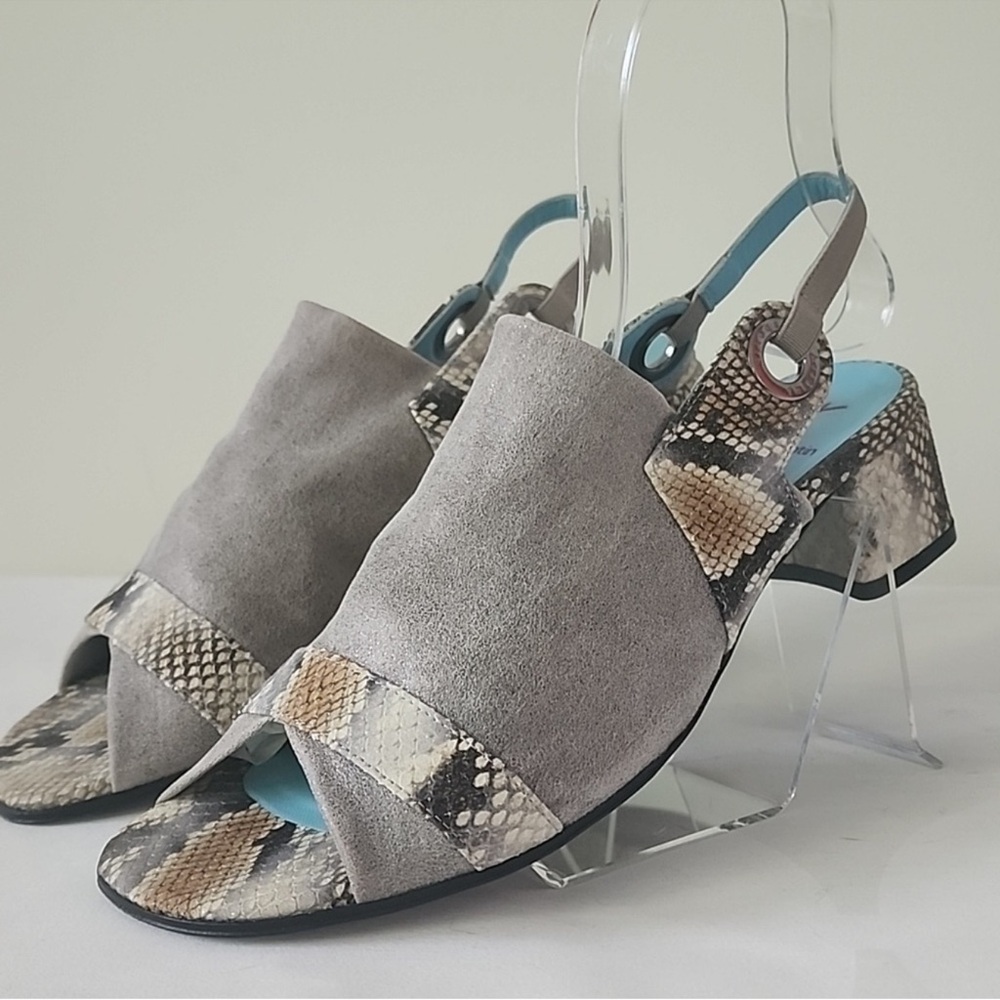 Thierry Rabotin Gray and Snake Print Heels